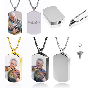 Özelleştirilmiş toptan kişiselleştirilmiş boş paslanmaz çelik fotoğraf/isim/tarih köpek künyeleri kül tutucu kolye kolye gravür için - Product Image 1