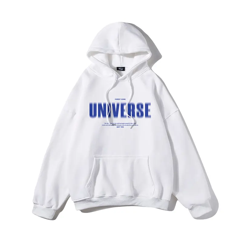 American hooded sweater men's loose design simple fuzzy letter printing clothes large fashion brand coat