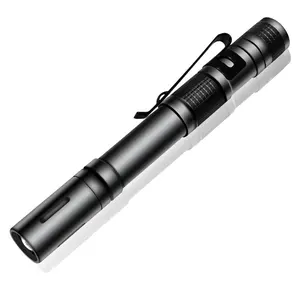 Mini aluminum alloy medical small flashlight portable pen holder small electric yellow light white double light pen lamp