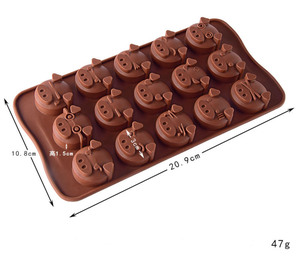 새로운 15구 다양한 동물 돼지 모양 친환경 논스틱 간편 세척 실리콘 케이크 베이킹 몰드 색상 및 로고 맞춤 가능 - Product Image 3