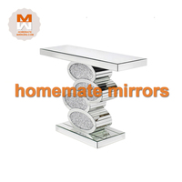 Nouvelle table console miroir diamant écrasé avec lumières LED pour salon