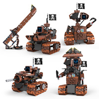 Juego de Juguetes de Construcción de Robots Wall-E con Control Remoto Pirata 5 en 1, Programación por APP, Ensamblaje de Plástico ABS Eléctrico Personalizable
