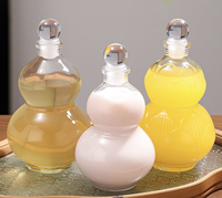 Bouteille de boisson en verre transparente de luxe en forme de gourde de 150 ml, 250 ml, 375 ml, 500 ml avec bouchon en verre pour jus, thé, vin
