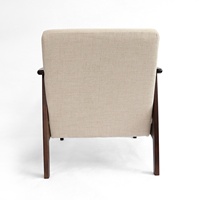 Fauteuil d'appoint en bois massif de style Mid-Century, chaise longue de détente avec assise et dossier entièrement recouverts de tissu