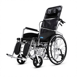Silla <span class=keywords><strong>de</strong></span> Ruedas Manual Reclinable con Respaldo Alto, Reposapiés Elevables y Reposacabezas Acolchado, Silla Plegable para Movilidad, <span class=keywords><strong>Cuidado</strong></span> <span class=keywords><strong>de</strong></span> <span class=keywords><strong>Personas</strong></span> <span class=keywords><strong>Mayores</strong></span> - Product Image 1