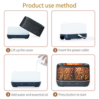 Diffuseur d'arômes Forest Hollow out, humidificateur ultrasonique à lumière de flamme, diffuseur d'huiles essentielles à brume froide pour chambre, maison, bureau