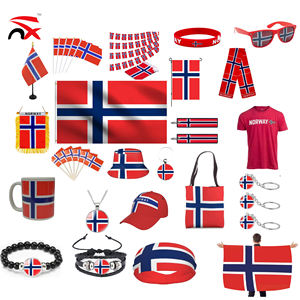 Conjunto de Artículos para Fanáticos del Fútbol de Noruega, Gorro de Pescador con la Bandera de Noruega, Bufanda, Gorro, Pulsera, Tazas, Capa con la Bandera de Noruega - Product Image 1