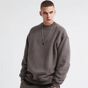 Wholesale Sweater For Men's 360g Polar Fleece Solid Color Round Neck Loose Pullover Plus Velvet Sweater