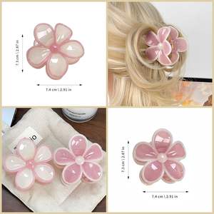 Pinza de Pelo con Forma de Flor de Cinco Pétalos en Color Jelly Dulce para Mujer, Pinza de Pelo Popular para el Verano - Product Image 4