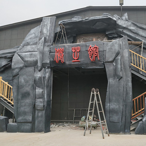 Sculpture murale extérieure irrégulière en relief architectural Xianzhi Pavilion pour l'entrée de magasin en fibre de verre - Product Image 1