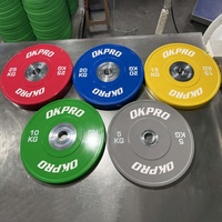 OKPRO Vente en gros de plaques de musculation en caoutchouc personnalisées, plaques de musculation colorées pour l'entraînement en force