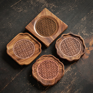 Walnut Wood Teapot Stand Irregular Shape Heat Resistant Base For Kung Fu <b>Tea</b> <b>Set</b> - Product Image 2
