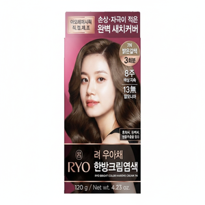 120G*2ea Ryo Uachae Stylish Gray Fish Cream <b>Light</b> Brown 7N Foam <b>Temporary</b> Hair Color Model 8809925188624 - Product Image 2