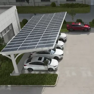 Sistema de montaje solar para cochera Sistema fotovoltaico Productos de energía renovable Puerto de coche solar de techo plano