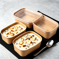 Boîte à repas jetable hygiénique en carton kraft longue durée, avec rebord renforcé et couvercle plat isolé, idéale pour la restauration hospitalière et l'approvisionnement alimentaire