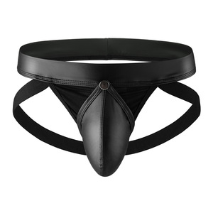 Jockstrap <span class=keywords><strong>string</strong></span> pour homme en similicuir, inspiré des créateurs de luxe, minimaliste, sexy, taille basse, coupe T-back, pochette de maintien, imprimé, personnalisable ODM - Product Image 2