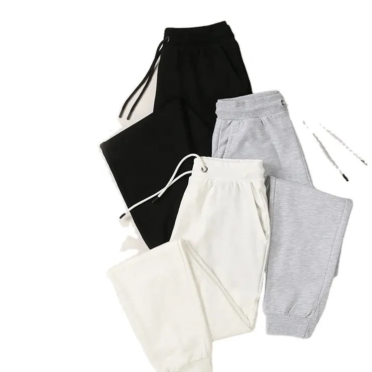 New Pure Color Sports Pants Men's Fashion Loose Korean Style Sweatpants Straight Casual Terry Pants Custom Logo