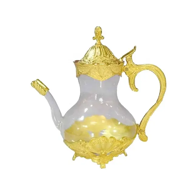 Arabic Turkish metal gold silver plated glass ceramic coffee milk tea pot for home party