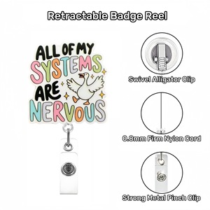 Bande dessinée drôle "je suis littéralement juste une fille" acrylique rétractable Badge bobine Clip pour infirmière accessoires ID nom carte porte-Badge - Product Image 2
