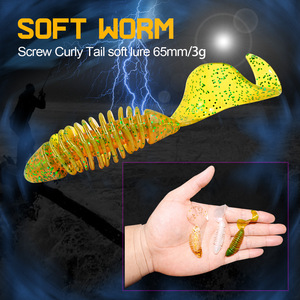Canto superior Direito 3g 60mm S003 Cauda Curvada Suave Jerkbait Iscas de Pesca Macias Para Baixo Parafuso Cauda Curvada Verme Com Cabeça de Jig - Product Image 2