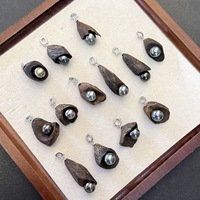 Ensemble de porte-parfum en bois d'agar naturel avec perles de Tahiti, arôme boisé authentique, grain naturel, fermoir multifonction en argent S925