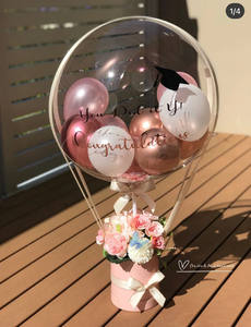 Cesta de Flores con Globos Bobo, Globo de Flores Personalizado en una Burbuja, Regalo para <span class=keywords><strong>Cumpleaños</strong></span>, Aniversario, Ramo de Globos en Burbuja - Product Image 3