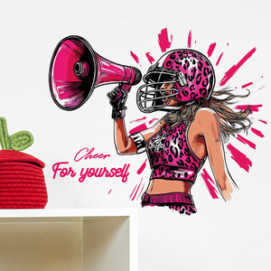 Adesivo Murale Ragazza Sportiva Cool, Citazioni Motivazionali Rosa, Adesivi <span class=keywords><strong>Murali</strong></span> in Vinile Autoadesivi con Leopardo per Cameretta Ragazze - Product Image 3