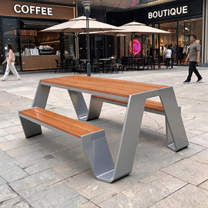 <span class=keywords><strong>Panca</strong></span> <span class=keywords><strong>da</strong></span> Giardino con <span class=keywords><strong>Tavolo</strong></span> Integrato, Struttura in Acciaio Antiruggine, Arredo per Esterni - Product Image 2