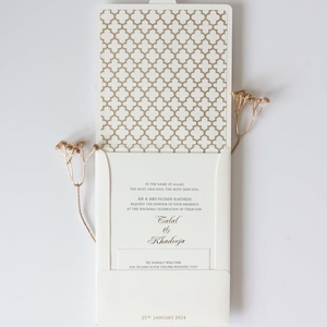 Suite d'invitations de mariage de luxe personnalisées, papier offset, impression typographique, monogramme en relief, tampon doré, cartes RSVP - Product Image 3