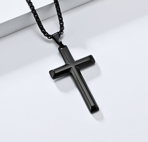 Kalung Salib Emas 18k Baja Anti Karat Pria Fen Di New Arrival Handmade Perhiasan Religius Poles Cermin Rantai Kotak Bulat <span class=keywords><strong>24</strong></span> inci - Product Image 3