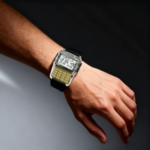 Montre multifonction pour homme avec calculatrice, boîtier transparent en plastique, bracelet en TPU, affichage à LED, montre numérique - Product Image 4