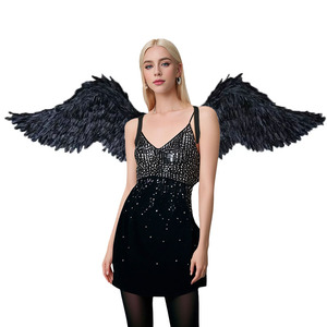 Adulti grandi ali di <span class=keywords><strong>angelo</strong></span> <span class=keywords><strong>nero</strong></span> <span class=keywords><strong>Costume</strong></span> per la fotografia di Halloween e passerella Cosplay oggetti di scena - Product Image 1