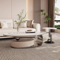 Ensemble de tables basses en pierre frittée moderne design, meubles de salon, table basse luxueuse, ensemble de tables basses centrales pour salon
