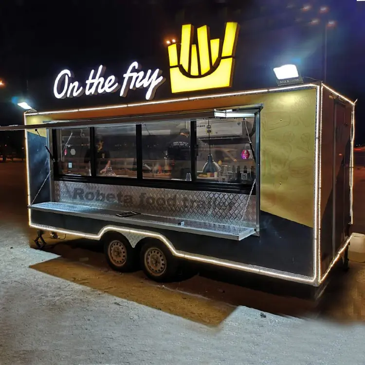 Houten Voedsel Winkelwagen Gas Food Truck Verenigde Staten 18ft Concessie Trailer Met Barbecue Grill Taco Winkelwagen Catering Aanhanger