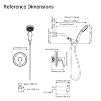 Ensemble de douche encastré multifonctionnel Health UPC pour baignoire, système de douche rond moderne en laiton noir avec mitigeur à poignée unique pour salle de bain