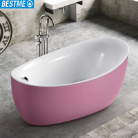 Baignoire autoportante en céramique moderne et durable pour une personne, avec drain et trop-plein, portable pour villas