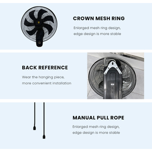 พัดลมติดผนังระบบสั่นอัตโนมัติพร้อมรีโมทควบคุมวัสดุพลาสติกสำหรับโรงรถและโรงแรมสไตล์โมเดิร์น - Product Image 5