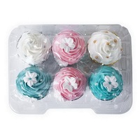 Boîtes à cupcakes avec dôme, compartiment pour mini-cupcakes, conteneur transparent jetable en PET, boîte à 6 cupcakes et emballage en plastique