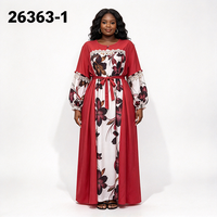 Nouvelle Robe Longue Décontractée à Col Rond et Manches Longues Imprimée pour Femme Musulmane, Vente en Gros, Tendance 26363-1
