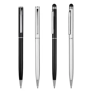 Regalo promozionale penna a sfera Logo personalizzato nero bianco argento colorato sottile corpo in metallo Twist penna a sfera