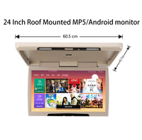 Moniteur de voiture Android 12 de 24 pouces monté au plafond, écran IPS avec entrée HDMI USB, 2 Go + 32 Go, écran embarqué