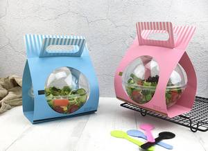 Bol à salade en plastique jetable avec couvercle, bol à dessert pour <span class=keywords><strong>Poke</strong></span>, impression personnalisée, papier à emporter - Product Image 2