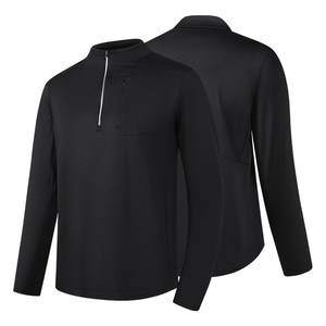 Jersey de lana con cremallera 1/4 informal de gran tamaño para hombre, manga larga, cuello con cremallera 1/4, logotipo personalizado, tela tejida de longitud corta impresa - Product Image 5