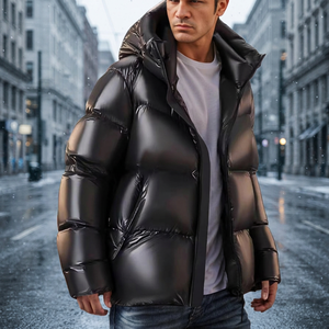 Full Zipper <b>Warm</b> Horse Riding New Style Unisex Shiny Quilted Canvas Windproof Puffer <b>Jacket</b> Front Patch Huzaifa Products Hooded - Product Image 2