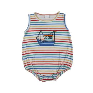 Combinaison pour bébé fille RTS Embroidery Sailboat, 95% coton, 5% élasthanne, rayures colorées, combinaison à bulles pour nouveau-né, tissu peigné, caché - Product Image 1
