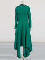 AELESEEN Robe longue élégante mi-longue style européen et américain, col montant, taille haute, coupe ample, pour femme de bureau, nouvelle collection 2025, plissée irrégulière