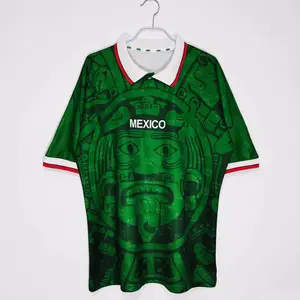 1998 Ретро сублимационные футбольные майки, сборная Мексики, домашняя зеленая и белая футбольная майка
