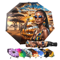 Parapluie personnalisé à 3 plis entièrement automatique coupe-vent avec logo et poignée droite - Cadeaux d'affaires et promotion en gros
