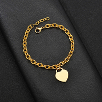 Joyería de Oro Rosa al por Mayor, Estilo Coreano, Pulsera de Moda de Alta Gama, Colgante de Corazón en Blanco, Pulsera Personalizada para Mujer