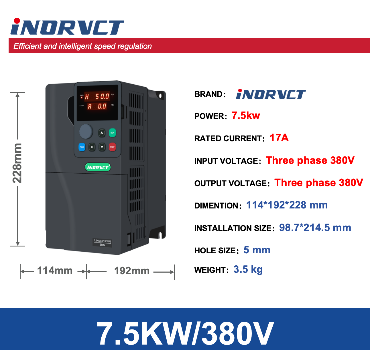 7.5kw/10hp 380V 3Phase